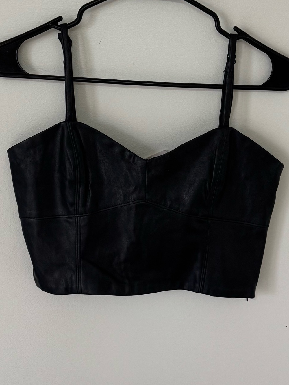 Zara Black Faux Leather Crop Cami